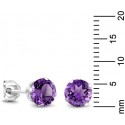 Gem Stone King Sterling Silver Round Purple Amethyst Women's Stud Earrings 6mm 1.50 Carat Total Weight