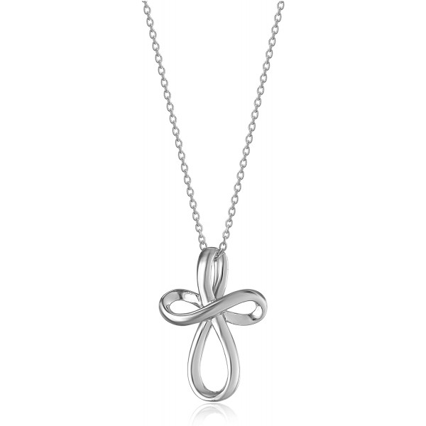 Sterling Silver Open Loop Cross Pendant Necklace 18"
