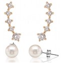FREE Pearl Earrings With 14K Gold Plated Sterling Silver Post Crawler Earring Cuff Climber Earrings
