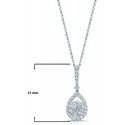 Olive &amp; Hill Fine Jewelry 14K White Gold 3/8 Cttw Round-Brilliant Diamond Cluster Inside Pave Style Teardrop ⅞&rdquo; Pendant Necklace with Rolo Chain (H-I Color, SI1-SI2 Clarity)